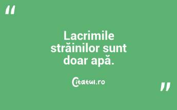 Lacrimile străinilor sunt doar apă....