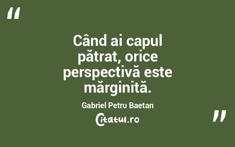 Când ai capul pătrat, orice perspectivă este mărginită. Gabriel Petru Baetan 