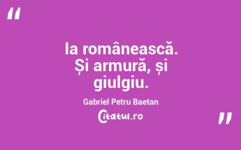 Ia românească. Și armură, și giulgiu. Gabriel Petru Baetan...