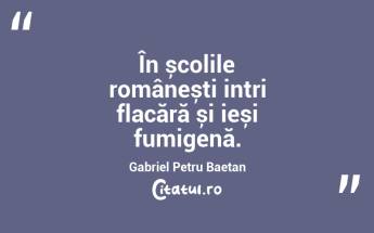 În școlile românești intri flacără și ieși fumigenă. Gabriel Petru Baetan ...