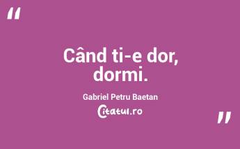 Când ți-e dor, dormi. Gabriel Petru Baetan ...