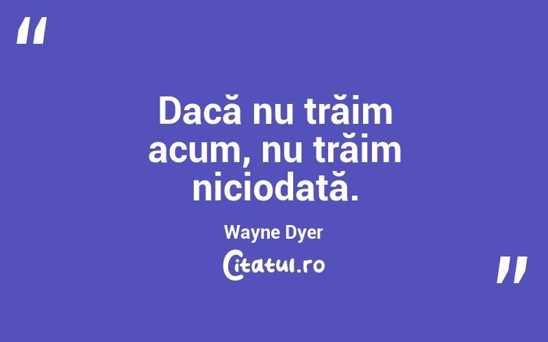 Dacă nu trăim acum, nu trăim niciodată. Wayne Dyer