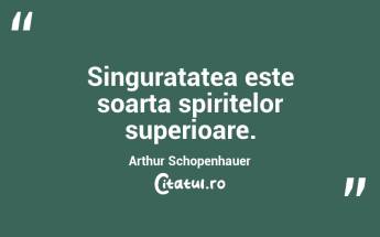 Singuratatea este soarta spiritelor superioare. Arthur Schopenhauer...