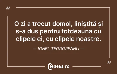 O zi a trecut domol, liniştită şi s-a...