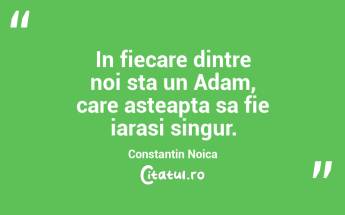 In fiecare dintre noi sta un Adam, care asteapta sa fie iarasi singur. Constantin Noica...