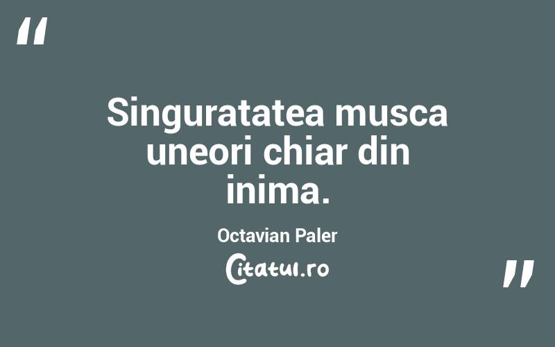 Singuratatea musca uneori chiar din inima. Octavian Paler