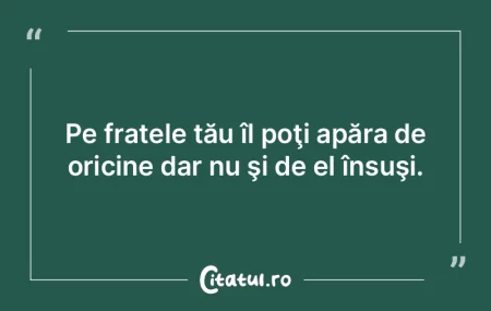 Pe fratele tău îl poţi apăra de oric...