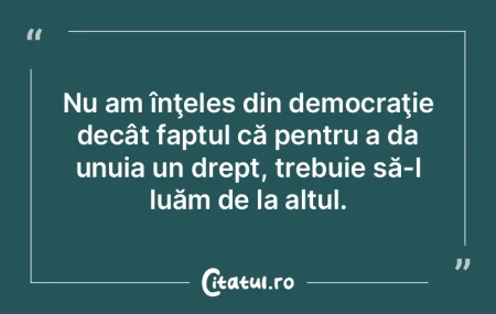 Nu am înţeles din democraţie decât f...