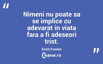 Nimeni nu poate sa se implice cu adevarat in viata fara a fi adeseori trist. Erich Fromm...