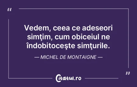 Vedem, ceea ce adeseori simţim, cum obi...