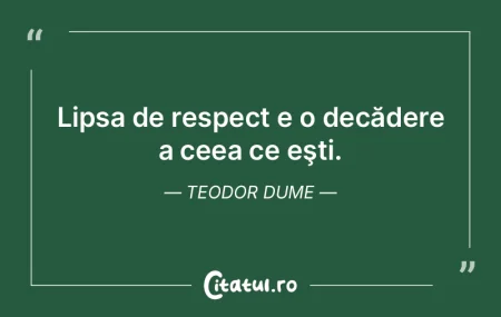 Lipsa de respect e o decădere a ceea ce...