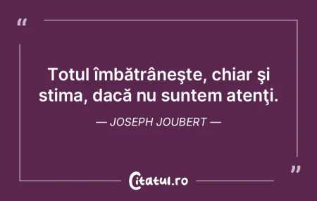 Totul îmbătrâneşte, chiar şi stima,...