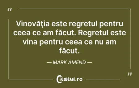 Vinovăţia este regretul pentru ceea ce...
