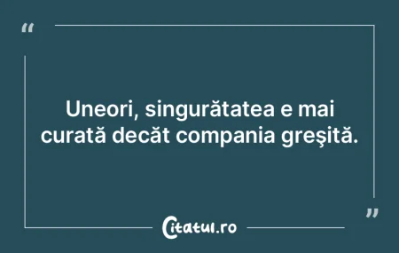 Uneori, singurătatea e mai curată decÄ... Uneori, singurătatea e mai curată decÄ...