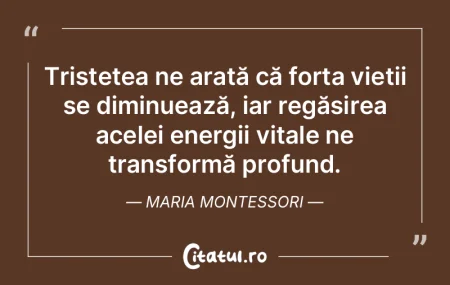 Tristețea ne arată că forța vieții ...