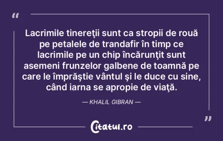 Lacrimile tinereţii sunt ca stropii de ...