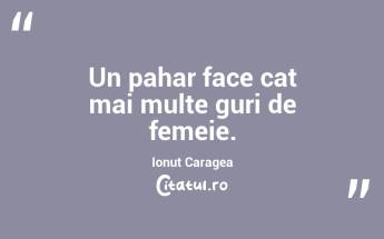 Un pahar face cat mai multe guri de femeie. Ionut Caragea...