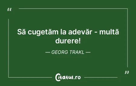 Să cugetăm la adevăr - multă durere!...