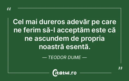 Cel mai dureros adevăr pe care ne ferim...