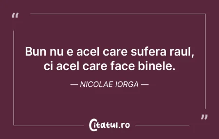 Bun nu e acel care sufera raul, ci acel ... Bun nu e acel care sufera raul, ci acel ...
