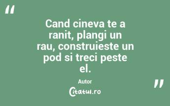 Cand cineva te a ranit, plangi un rau, construieste un pod si treci peste el. Autor ...