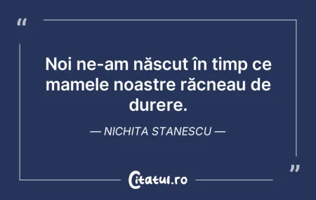 Noi ne-am născut în timp ce mamele noa... Noi ne-am născut în timp ce mamele noa...