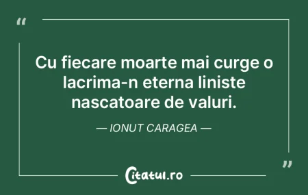 Cu fiecare moarte mai curge o lacrima-n ... Cu fiecare moarte mai curge o lacrima-n ...