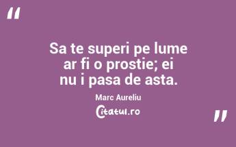 Sa te superi pe lume ar fi o prostie; ei nu i pasa de asta. Marc Aureliu...