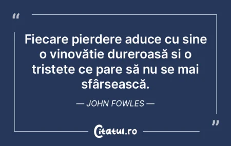 Fiecare pierdere aduce cu sine o vinovă...