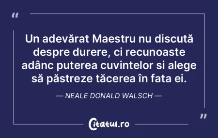 Un adevărat Maestru nu discută despre ...