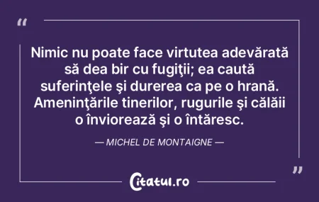 Nimic nu poate face virtutea adevărată... Nimic nu poate face virtutea adevărată...