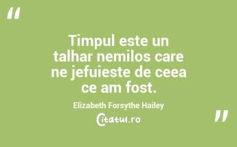 Timpul este un talhar nemilos care ne jefuieste de ceea ce am fost. Elizabeth Forsythe Hailey...