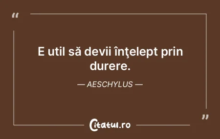 E util să devii înţelept prin durere.... E util să devii înţelept prin durere....