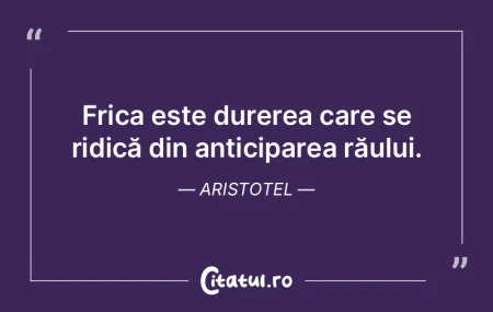 Frica este durerea care se ridică din a...