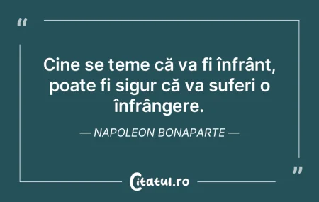 Cine se teme că va fi înfrânt, poate ... Cine se teme că va fi înfrânt, poate ...