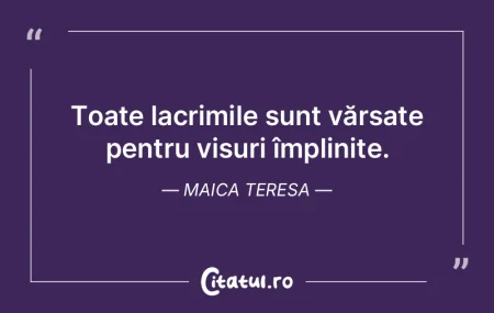 Toate lacrimile sunt vărsate pentru vis...