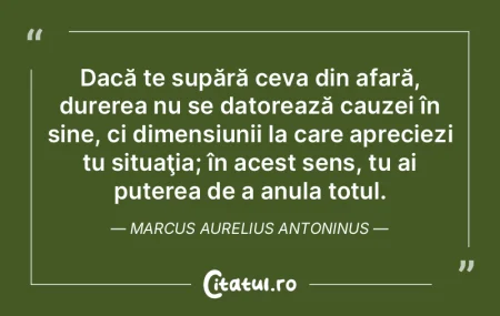 Dacă te supără ceva din afară, durer...
