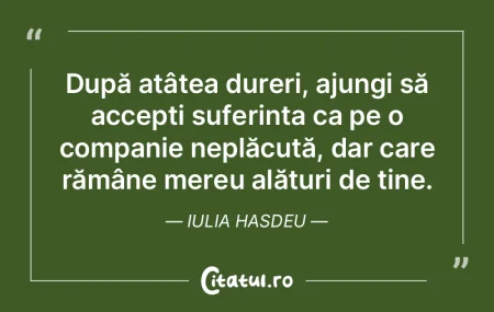 După atâtea dureri, ajungi să accepț...