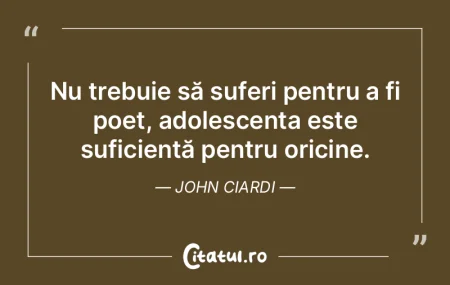 Nu trebuie să suferi pentru a fi poet, ... Nu trebuie să suferi pentru a fi poet, ...