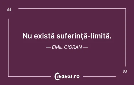 Nu există suferinţă-limită. Emil Cio...