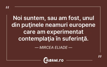 Noi suntem, sau am fost, unul din puţin...