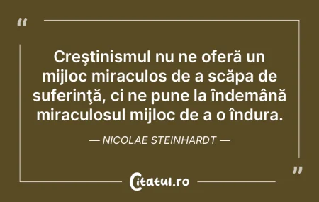 Creştinismul nu ne oferă un mijloc mir... Creştinismul nu ne oferă un mijloc mir...
