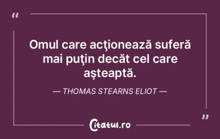 Omul care acţionează suferă mai puţi... Omul care acţionează suferă mai puţi...