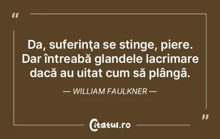 Da, suferinţa se stinge, piere. Dar în...