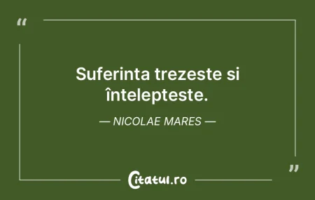 Suferința trezește și înțelepțeșt...