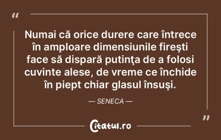 Numai că orice durere care întrece în... Numai că orice durere care întrece în...