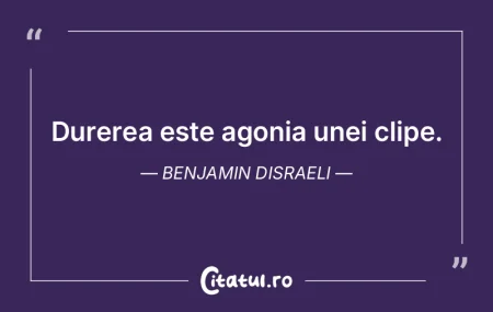 Durerea este agonia unei clipe. Benjamin...