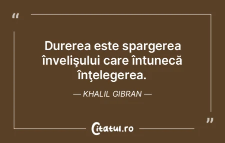 Durerea este spargerea învelişului car...