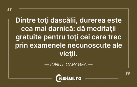 Dintre toţi dascălii, durerea este cea...