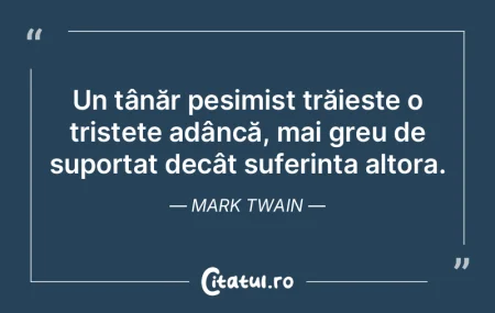 Un tânăr pesimist trăiește o triste�...